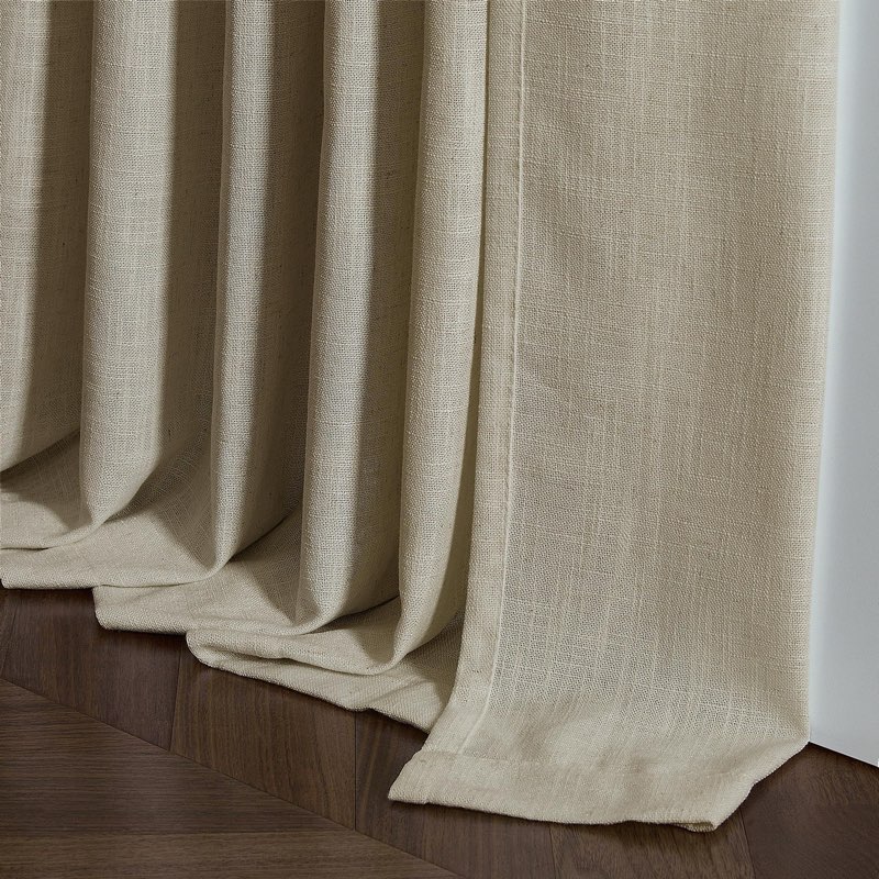 jinchan Pinch Pleated Linen Blend Curtains 45 Inch 2 Panels Light Filtering Modern Farmhouse Back Tab Drapes for Kitchen Bathroom Beige 38\\\"W x 45\\\"L (Pack of 2) Pinch Pleated Beige