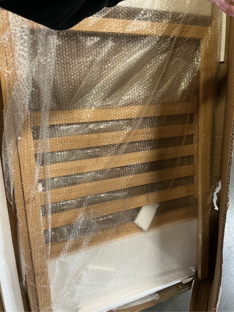 Condition photo showing New/Like New for MyGift 3 Tier Free Standing Towel Rack, Foldable Blanket Ladder with Storage Shelf, 43" H Bath Towel Holder Organizer Drying Rack, Light Brown Solid Bamboo Quilt Rack