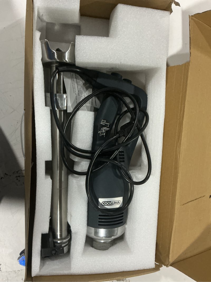 Condition photo showing As Is for commercial immersion blender, x-heavy huty 750w handheld blender, 18 inch detachable shaft, 8,000-19,000 rpm variable speed, 42 gallons multifunction pro electric stick emulsifier.