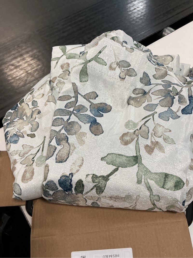 Condition photo showing Good Condition for sun zero 2-pack arlo textured thermal insulated grommet curtain panel pair, blue/floral, 40" w x 84" l