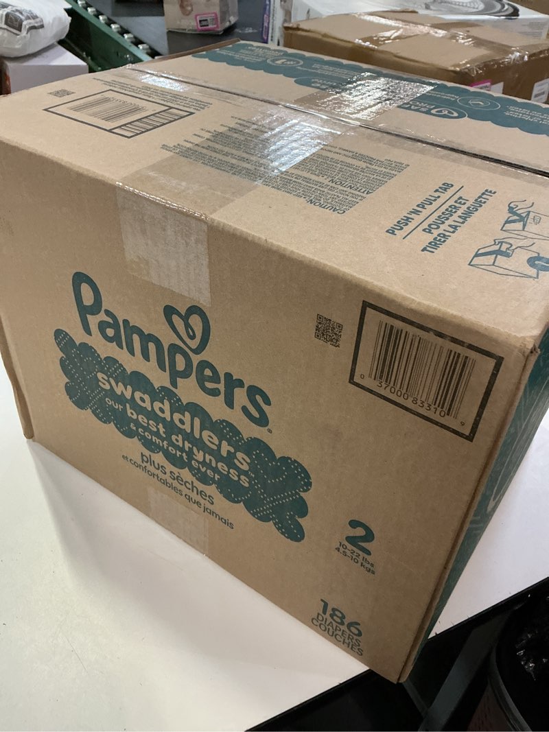 Condition photo showing New/Like New for pampers baby diapers - swaddlers - size 2, 186 count, ultra absorbent disposable infant diaper