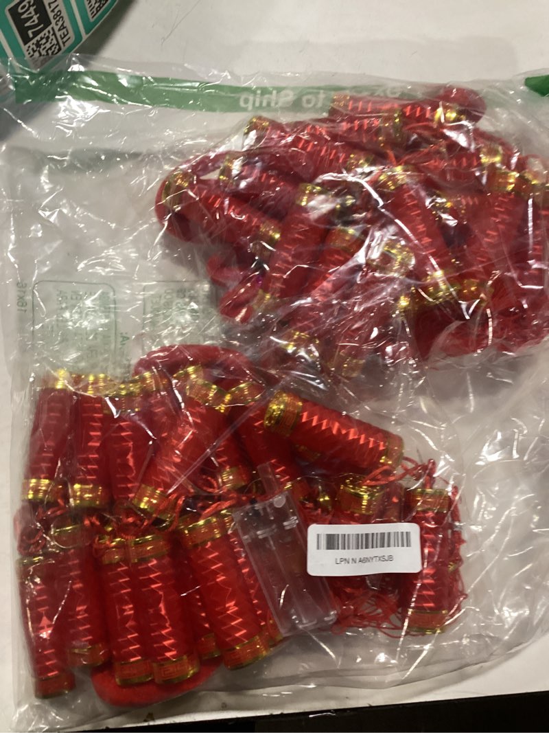 Condition photo showing New/Like New for Honoson 2 Chinese New Year Hanging Decorations 2026 Electronic Firecrackers with LED Decorations Spring Festival Ornament Traditional Lucky Tassel Firecracker Decor for Home Door