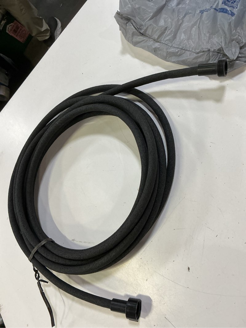 Condition photo showing As Is for garden hose 5/8" x 25ft brass rubber heavy duty water hose 600 psi burst pressure, durable flexible hose for yard, car wash, pets black