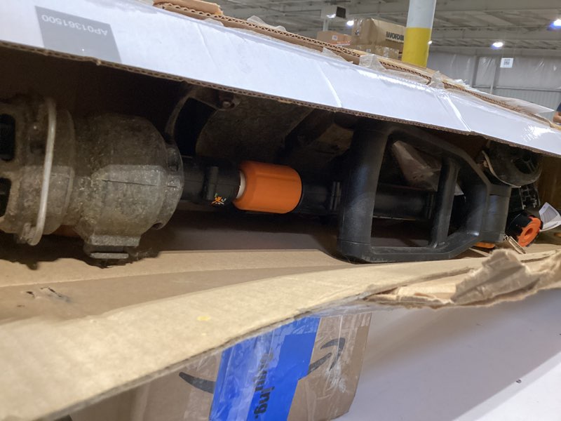 Condition photo showing As Is for worx 3 in 1 cordless string trimmer/lawn edger/mini mower, 12" electric weed wacker with command feed, 20v weed eater with 5.5 lbs, 2 batteries & charger included, wg170 3 in 1 trimmer w/(2) 2.0 ah batteries
