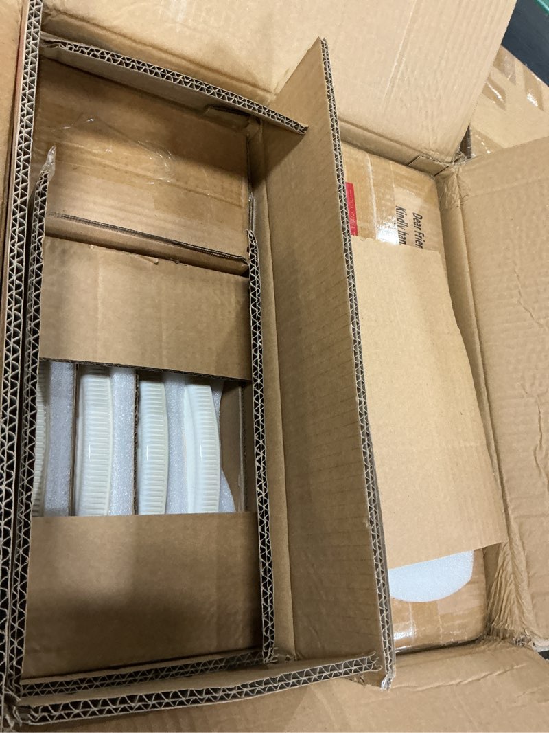 Condition photo showing Good Condition for TheTerra Ceramic Dinnerware Sets for 8, 24 Pieces Porcelain Lightweight Plates and Bowls Sets, Scratch Resistant Dish Set, Oven & Microwave & Dishwasher Safe, Reactive White Reactive White Service for 8