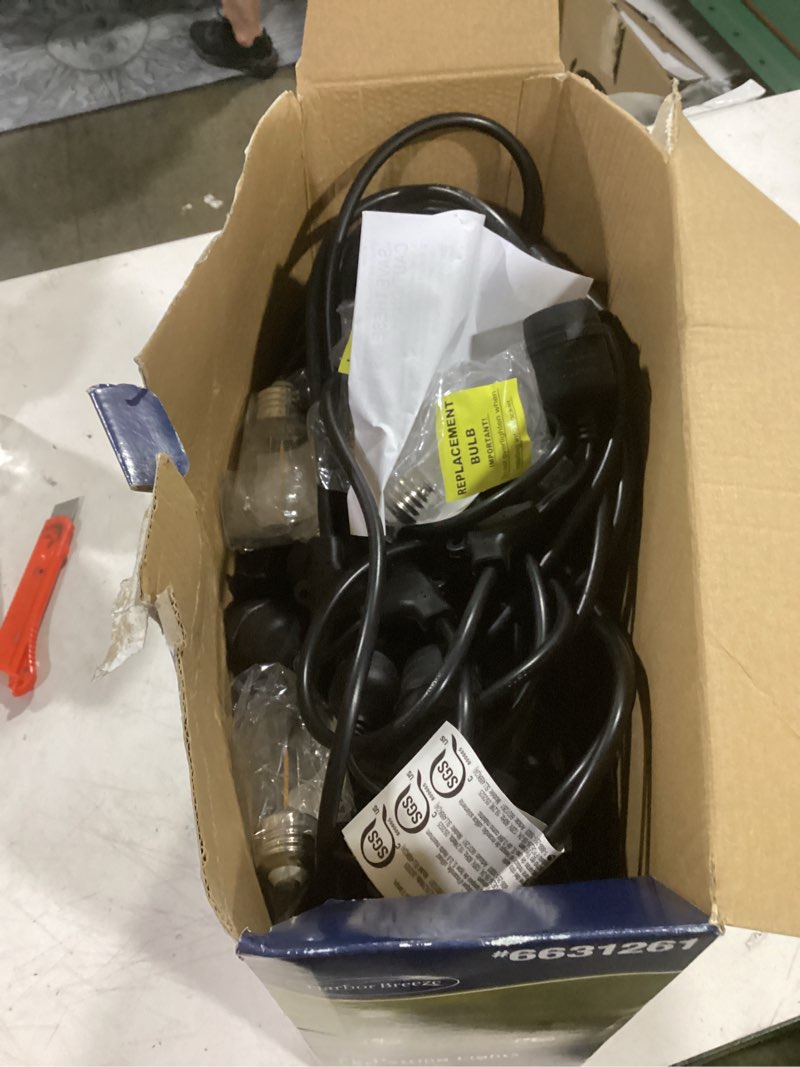 Condition photo showing Good Condition for harbor breeze 48-ft plug-in black indoor/outdoor string light with 24 white -light led edison bulbs