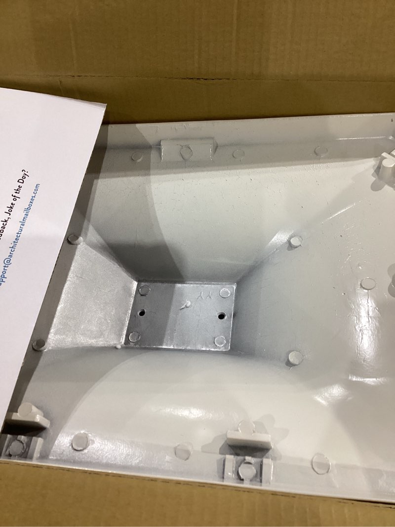 Condition photo showing Good Condition for Architectural Mailboxes Hamilton™ Secure, Locking USPS Approved Heavy Duty, Cast Aluminum Metal Post Mounted Mail Box for Outside, White Large Curbside Mailbox with Magnetic, Lockable Double Doors