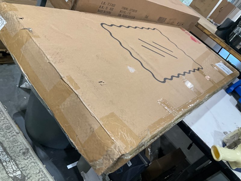 Condition photo showing Good Condition for bathroom mirror for wall,20x28 inch large irregular wavy wood modern boho vanity farmhouse mirrors for bedroom living room entryway hallway fireplace 28"l x 20"w light brown