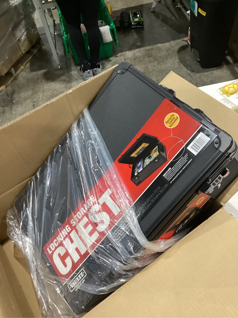 Condition photo showing Good Condition for tactical black locking storage chest  medium size  for adults  by vaultz