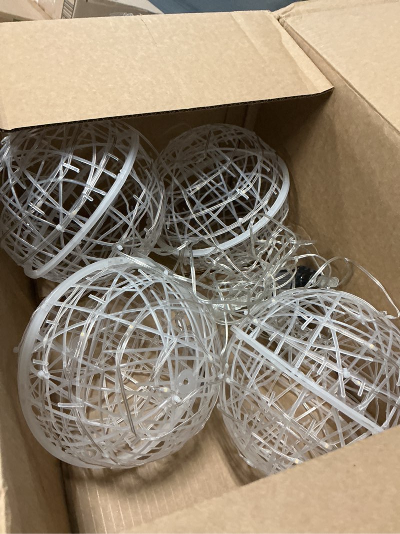 Condition photo showing Good Condition for christmas ball lights - outdoor tree globe string lights, 8 modes waterproof sphere lantern lights, christmas decor for tree garden porch (warm white, 4pack)