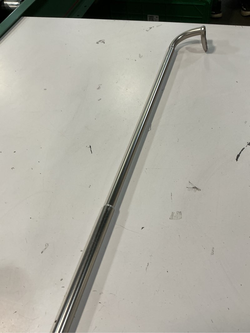 Condition photo showing As Is for 48"-88" loft by umbra dusk curtain rod silver: adjustable steel, room darkening, metallic finish, 25 lb capacity