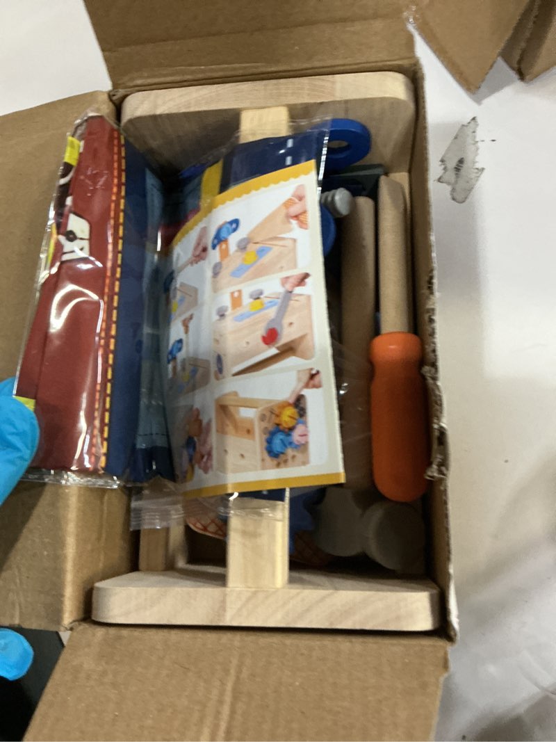 Condition photo showing Good Condition for TONZE Kids Tool Set with Apron, Wooden Toddler Tool Bench Montessori Toys for 3 4 Year Old, 39 PCS Educational STEM Construction Toys Pretend Play Toddler Tools Birthday Gift for Age 3 4 Boy & Girl