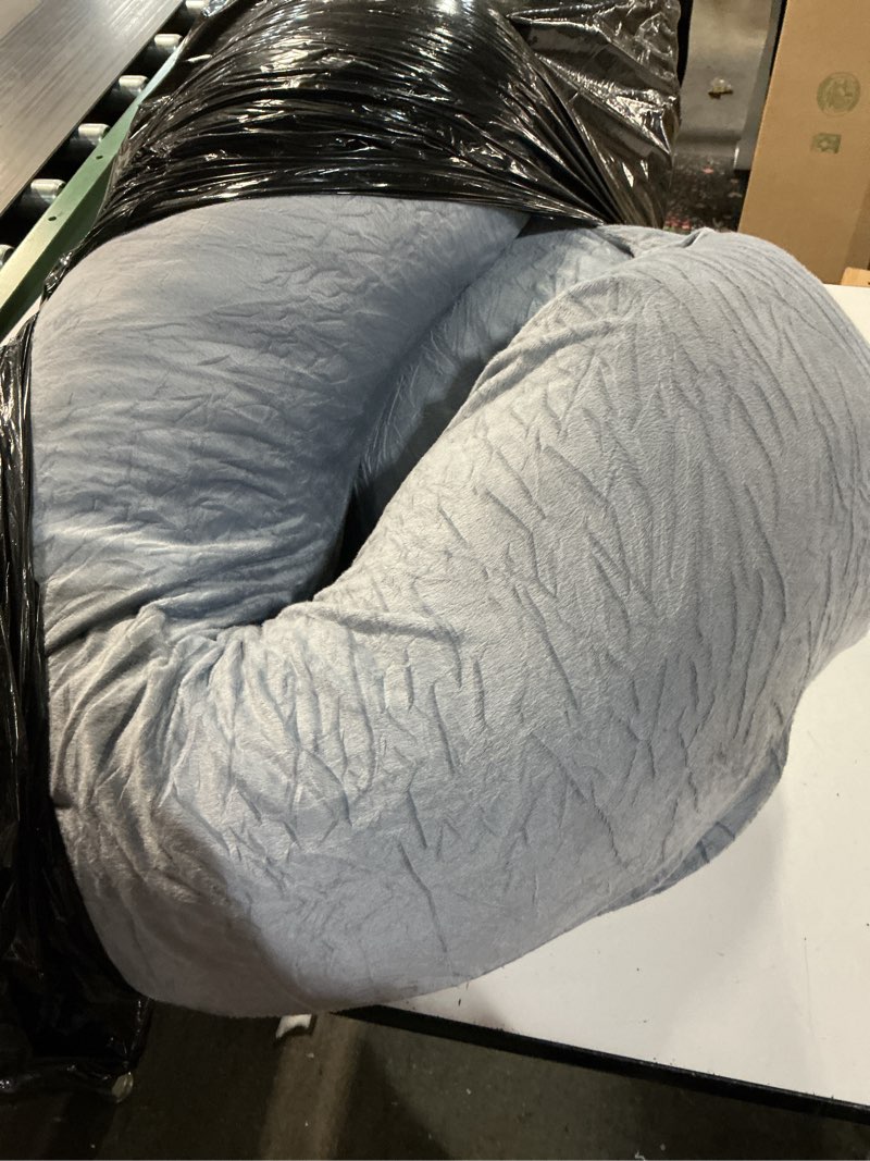 Condition photo showing Good Condition for MOON PARK Pregnancy Pillows for Sleeping - 57 Inch U Shaped Full Body Maternity Pillow with Removable Cover - Support for Back, Legs, Belly, Hips - Pregnancy Pillow for Women - Grey Grey Velvet Cover - 57 Inch