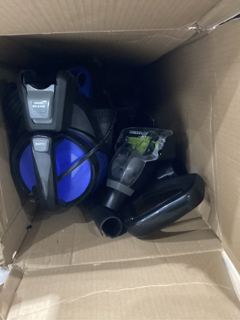 Condition photo showing As Is for USED NOT TESTED MISSING PARTS Bissell CleanView Max Tangle-Free Rewind Pet Hair Vacuum with LED Headlights, Tangle-Free Brush Roll, Automatic Cord Rewind, Included pet Tools, 4073L