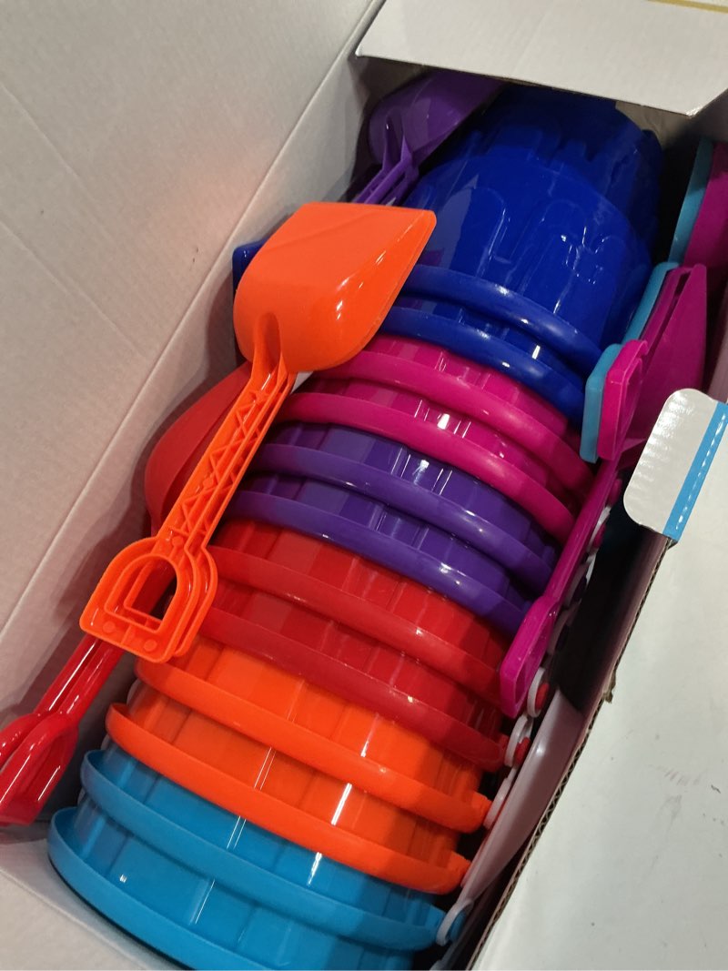 Condition photo showing New/Like New for ArtCreativity 6" Beach Sand Castle Buckets and Shovels Set – 12 Pails Buckets and 12 Shovels with Sand Castle Building Toys – Fun Summer Beach Toys for Boys and Girls