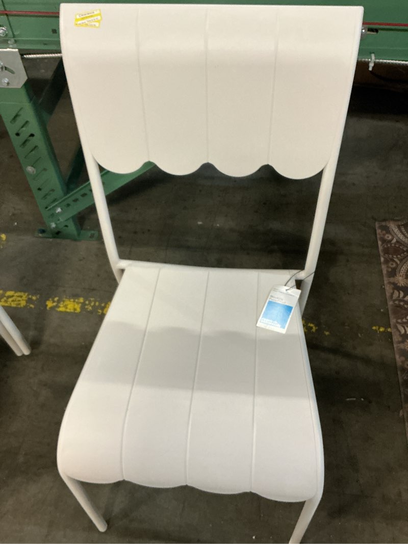 Condition photo showing Good Condition for scallop slat outdoor armless patio dining stacking chair cream - room essentials™