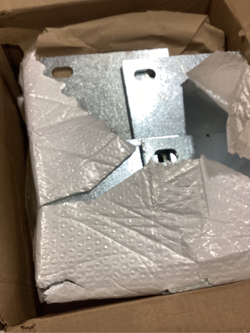 Condition photo showing As Is for strut post base single channel with 2 mounting holes - heavy duty galvanized zinc plated square for 1-5/8” single strut channel- side orientation - 6-inch x 6-inch base (8)