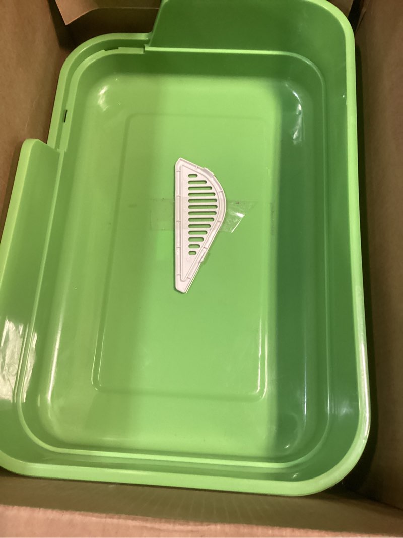 Condition photo showing As Is for Extra Large Cat Litter Box with High Sides,Cats Boxes for Indoor Cats,Cat Litter Pan for Kitty,Litter Box with Low Entry,Easy to Clean,Anti-Splashing,23.6" x15.7" x5.9" (Green)