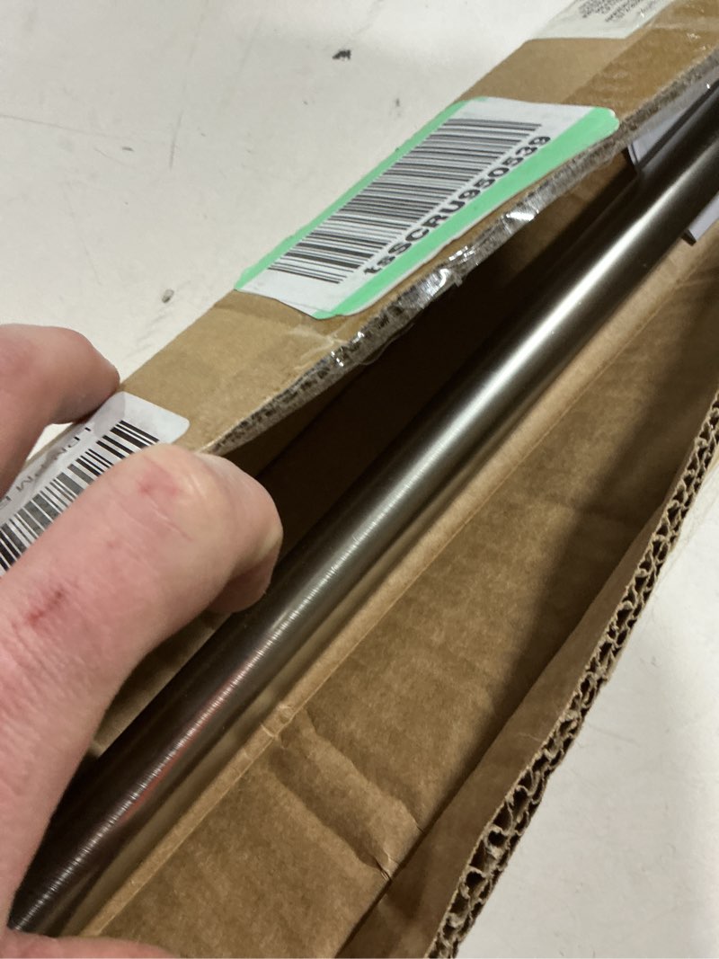 Condition photo showing Good Condition for Amazon Basics Tension Curtain Rod, Adjustable 36-54" Width - Nickel, Classic Finial Nickel 36-54" Indoor