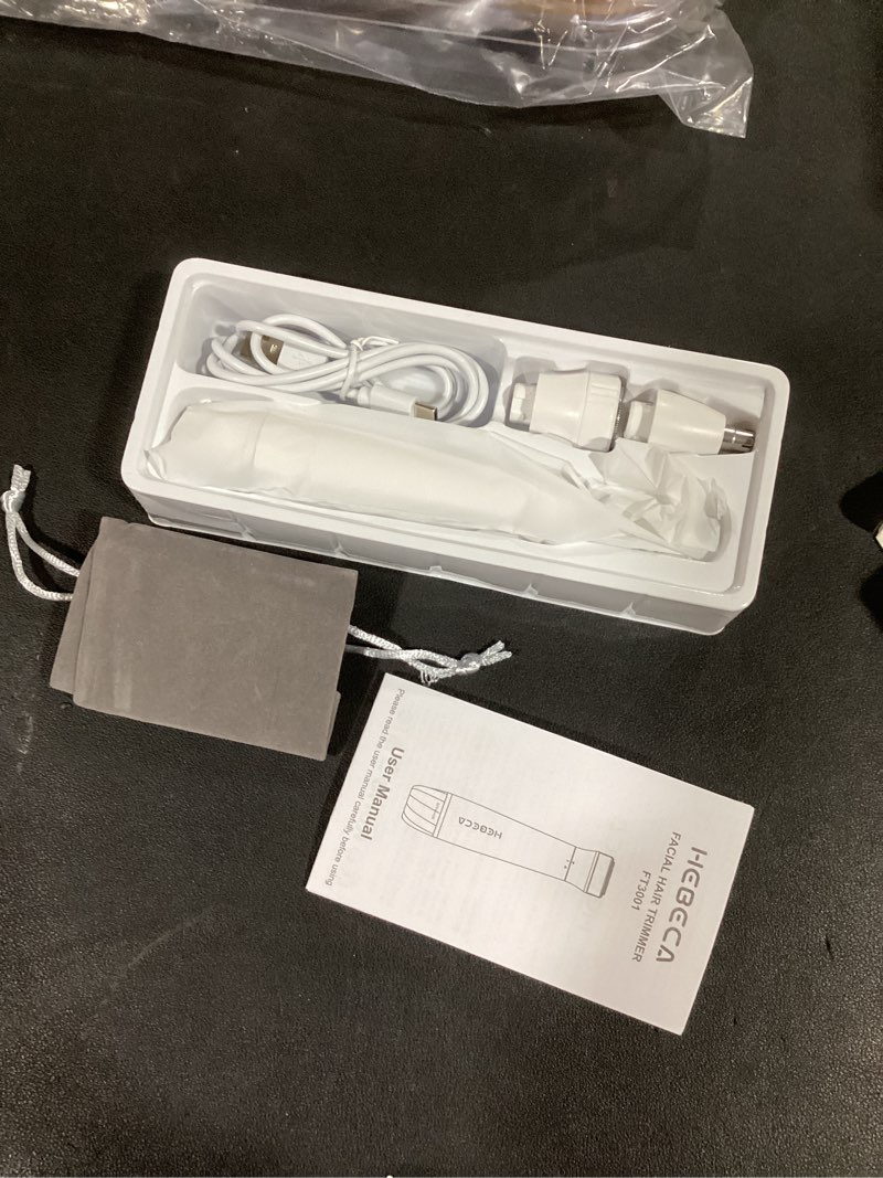 Condition photo showing Good Condition for Nose Hair Trimmer for Women and Men, 3-in-1 Electric Facial Hair Removal Rechargeable Portble Waterproof Face Shaver Razor for Nose Ear Eyebrow Peach-Fuzz Lips Chin FT3001 Pearl White