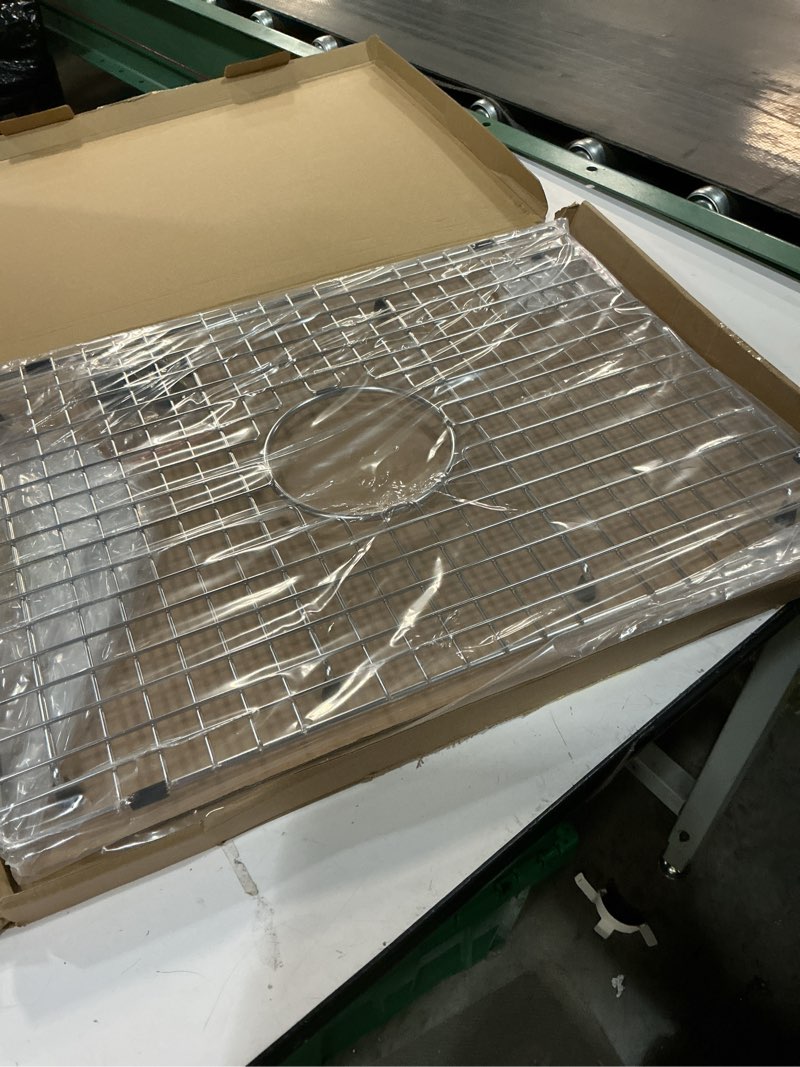 Condition photo showing Good Condition for serene valley sink bottom grid 21" x 15-1/2", centered drain with corner radius 3/8", sink protector svh2116c