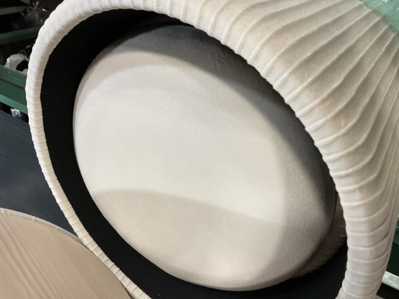 Condition photo showing Good Condition for CAROLMADE Set of 2 Round Ottoman with Storage, Upholstered Vanity Stool Support 330lbs Multifunctional Coffee Table Ottoman Velvet Foot Rest Stool or Living Room Bedroom Dorm (Beige) Velvet-beige