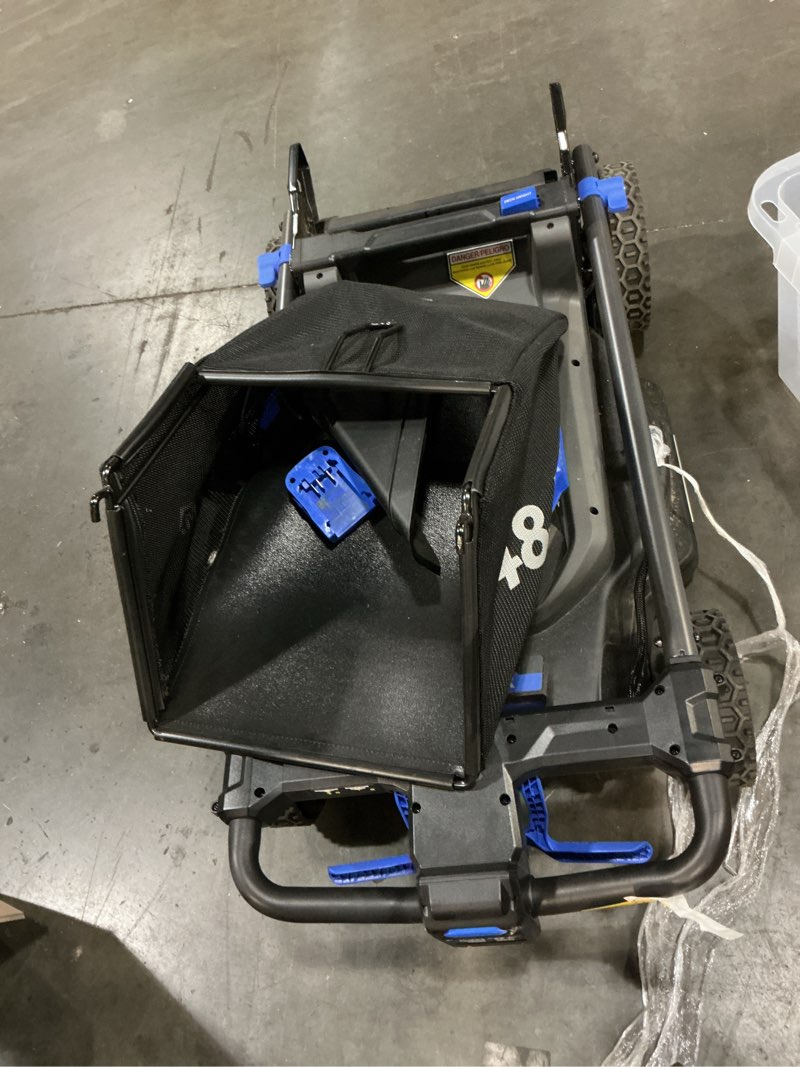 Condition photo showing As Is for kobalt 48v max (24vx2) 21-in push mower kit, (2) 5.0ah batteries and charger included 6036642