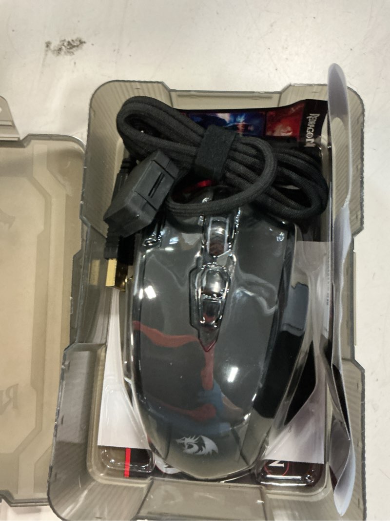 Condition photo showing As Is for Redragon M908 Impact RGB LED MMO Gaming Mouse with 12 Side Buttons, Optical Wired Ergonomic Mouse with Max 12,400DPI, High Precision, 18 Programmable Macro Shortcuts, Comfort Grip Black Wired M908