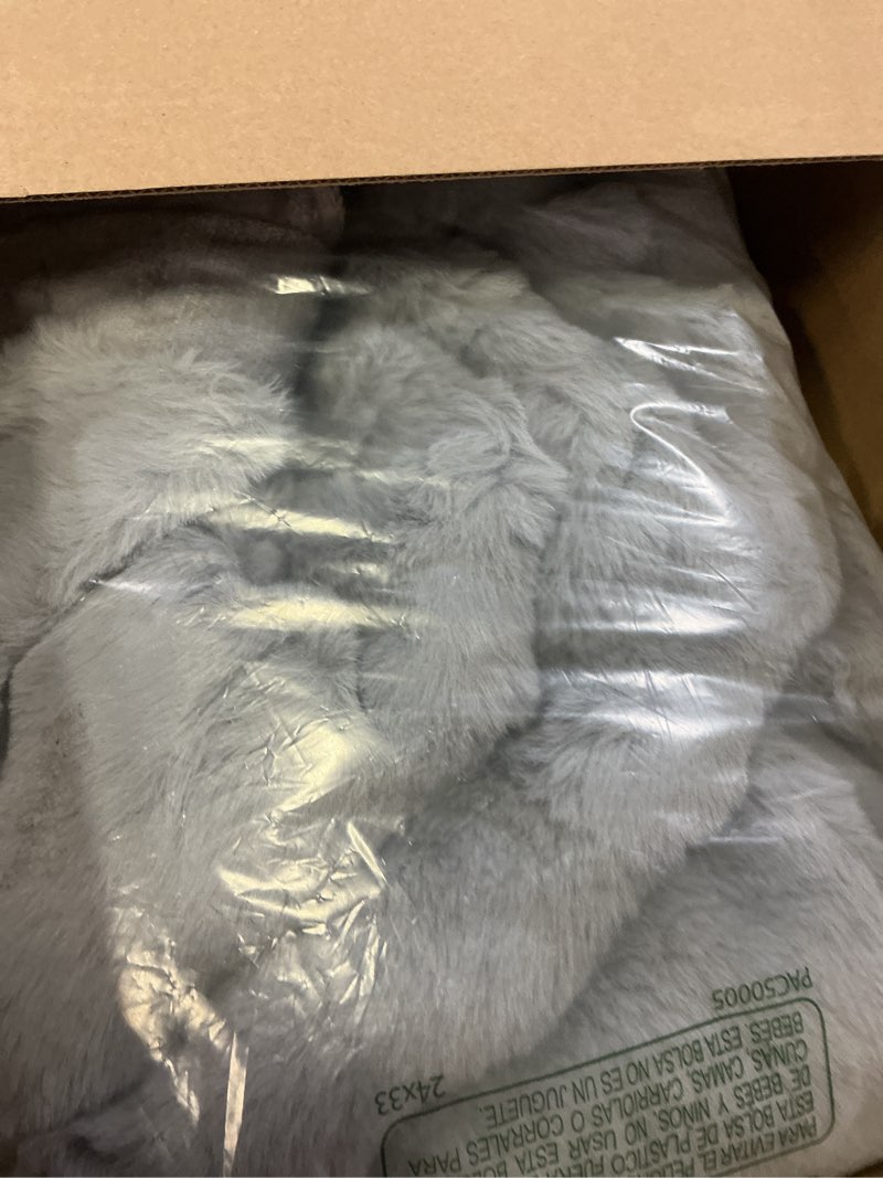 Condition photo showing Good Condition for Exclusivo Mezcla Faux Fur King Size Blanket for Bed, Luxury Reversible 3D Rabbit Bubble Fur Fuzzy Thick Sherpa Blankets for Winter, Plush Fleece Warm Cozy Sofa Bed Throw, 90x104 Inches, Light Grey Light Grey King(90"x104")