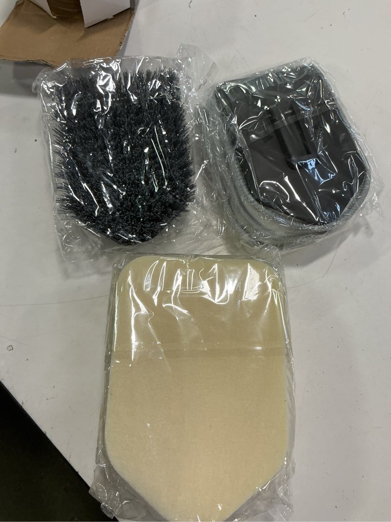 Condition photo showing Good Condition for 3 in 1 Scrub Cleaning Brush with Long Handle 51'' - Shower Bathtub Tub & Tile Scrubber Brush Include 1 Stiff Brush Head & 3 Scouring Pads & 3 Microfiber Clothes, for Wall Bathroom Glass Bathtub(Black)