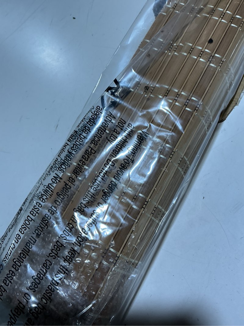 Condition photo showing Good Condition for lazblinds no tools no drill cordless bamboo roman shades, light filtering window treatment, roll up bamboo blinds for windows 24'' w x 64'' h, brown light filtering-brown206 24" w x 64" h