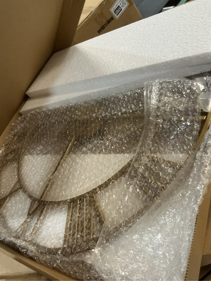 Condition photo showing item condition for Large Wall Clock 24 Inch Gold Roman Numerals Metal Clock Battery Operated Silent Non-Ticking Decor Clock Modern Round Oversize Wall Clocks for Home, Hotel, Office, Bedroom (Gold, 24inch) 24inch Gold