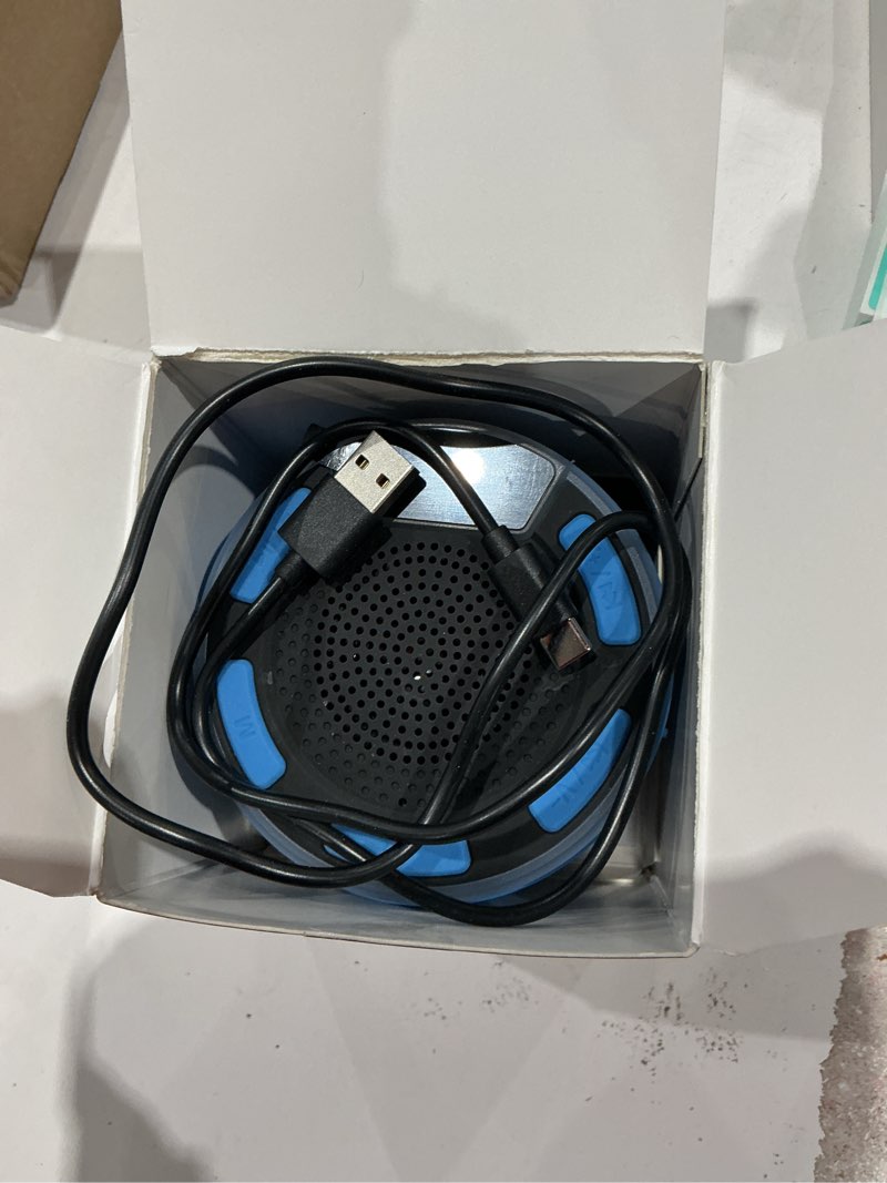 Condition photo showing As Is for basspal ipx7 waterproof speaker, bluetooth portable wireless shower speakers with led display, fm radio, suction cup, light show, tws, loud stereo sound for pool beach home party travel outdoors