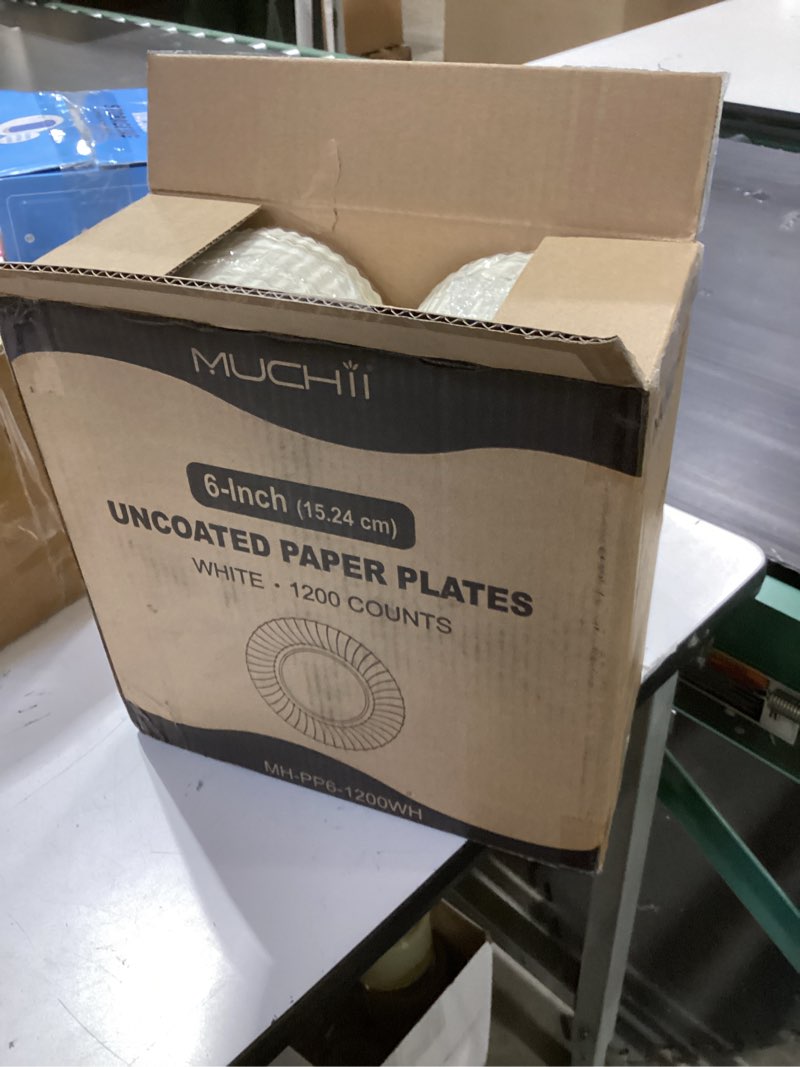 Condition photo showing New/Like New for muchii 1200 count 6 inch paper plates, white uncoated disposable dessert plates for snacks, cake, candy 1200 count (pack of 1,6 inch)