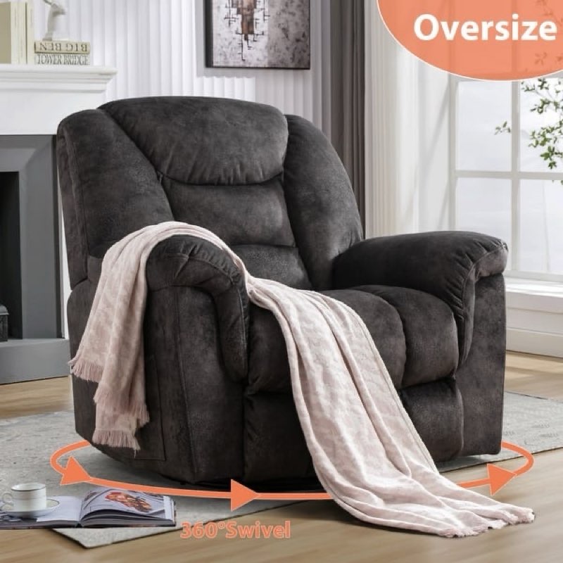 ((Incomplete box 2 of 3))Ebello Oversize Swivel Manual Swivel Recliner