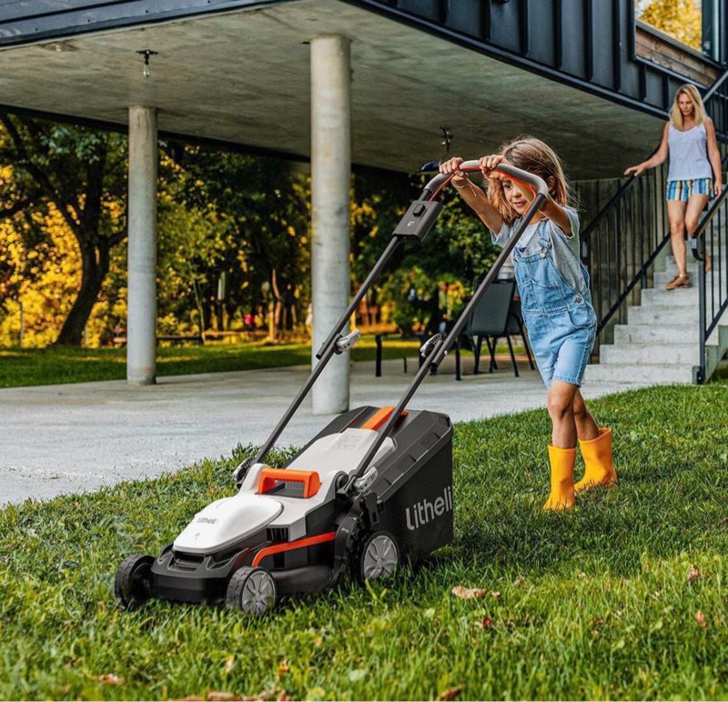 litheli cordless lawn mower, u20 series 20v electric lawn mowers, 13 inch, adjustment heights, light weight, with 4.0ah portable battery, for garden/yard/farm