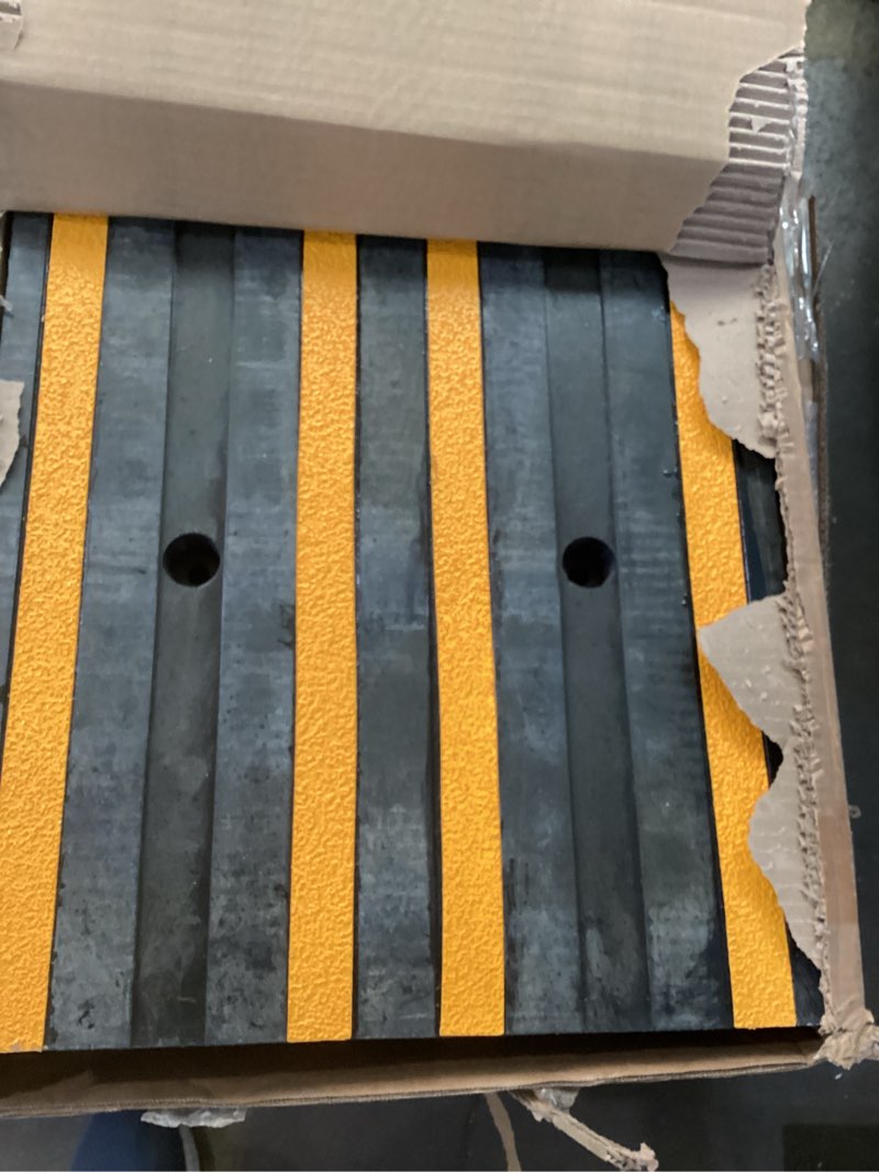 Condition photo showing Good Condition for garvee 1 pack car driveway rubber curb ramp, 33000 lbs 48" heavy duty low profile slope ramps with reflective safety strips for vehicles, rvs, and wheelchairs