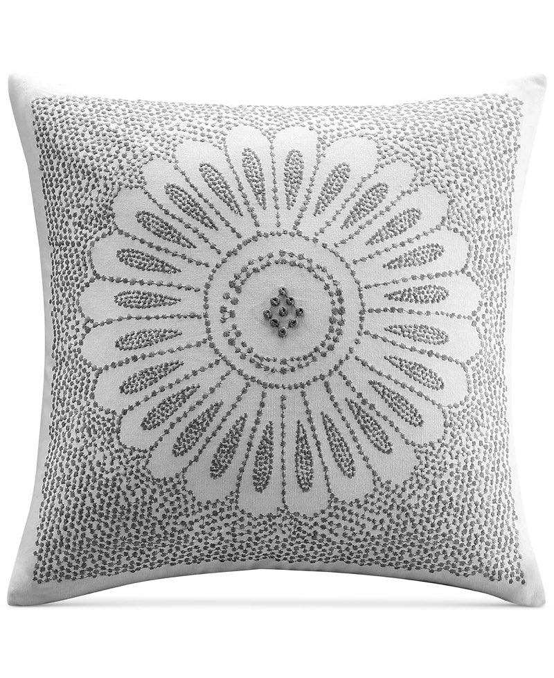 INK+IVY Sofia Embroidered Cotton Decorative Pillow, 20" x 20" - Macy's