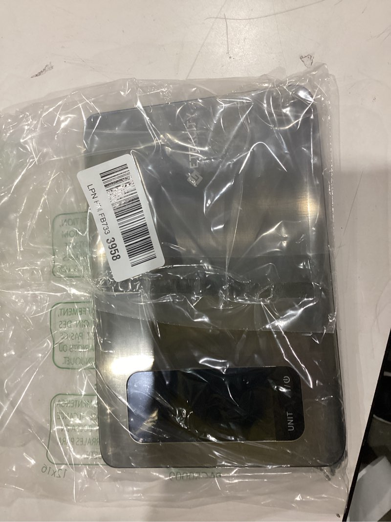 Condition photo showing As Is for Etekcity Smart Food Kitchen Scale with Nutritional Calculator, Free App with 19 Nutrients Tracking, Calorie, Marco, Digital grams and ounces for weight loss, Premium Stainless Steel, 11lb Brushed Stainless Steel