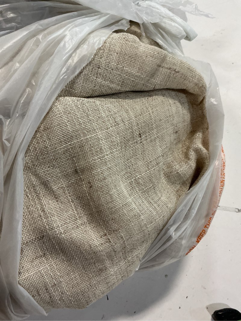 Condition photo showing As Is for tan beige rustic curtains 52x96 inches long for living room 2 panels set sheer natural flax faux linen polyester blended thick burlap farmhouse look primitive country curtains for bedroom decor 52"w x 96"l (pack of 2) beige?flax?