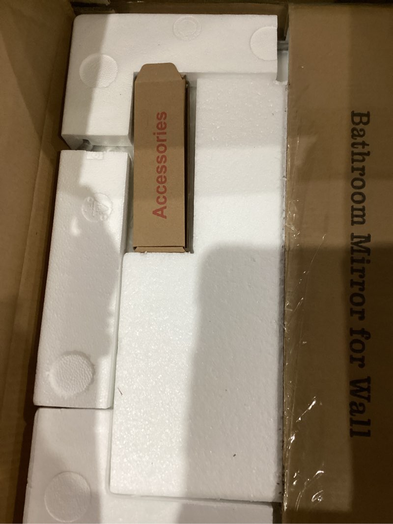 Condition photo showing New/Like New for ISKM Silver Framed Mirror for Wall 20"x 16", Bathroom Vanity Mirror Anti-Rust, Tempered Glass, Rounded Rectangle Mirror(Horizontal/Vertical) Silver 20"L x 16"W