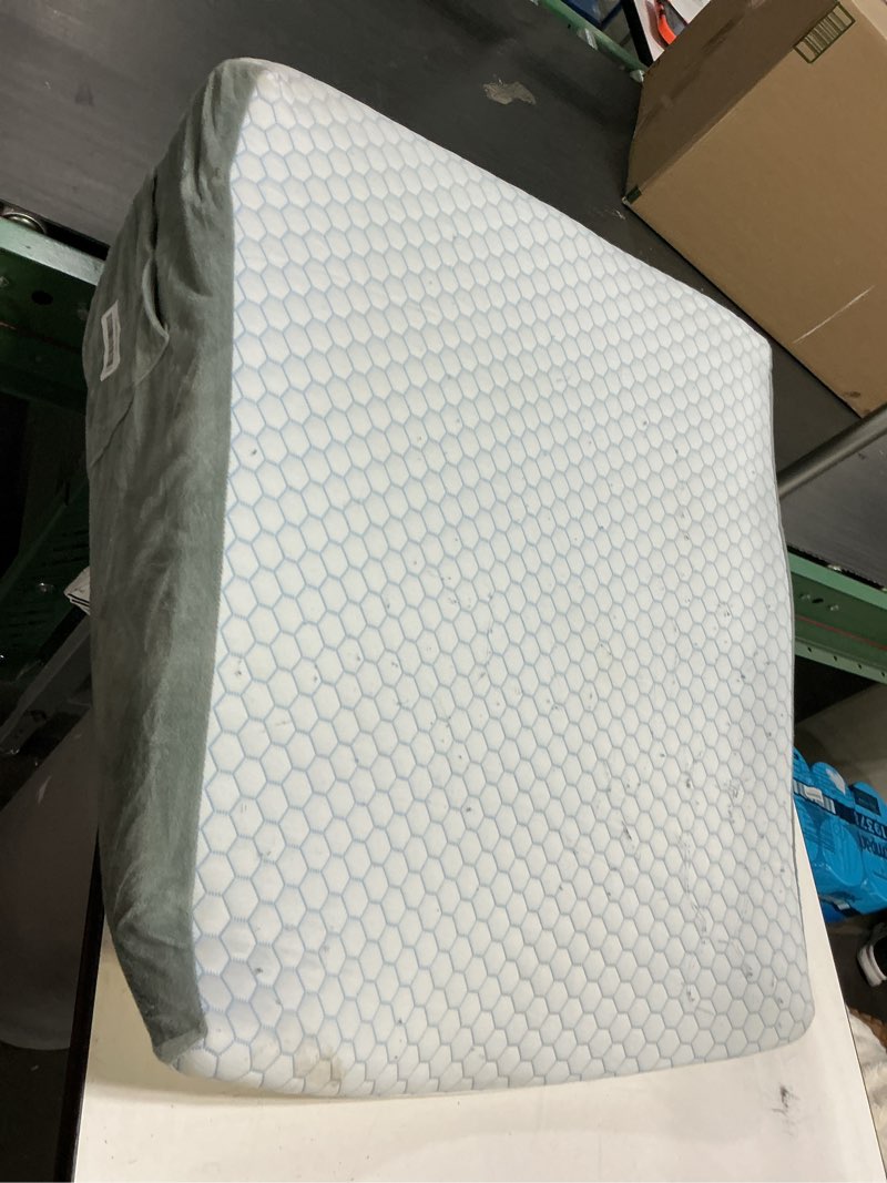 Condition photo showing As Is for puredown® 12" Bed Wedge Pillow, Cooling Wedge Pillows for Headboard, Pillow Wedge for Nighttime Acid Reflux, Lumbar & Back Support, Leg Elevation Therapy, Snore Reduction Aid 24*24*12 Inch