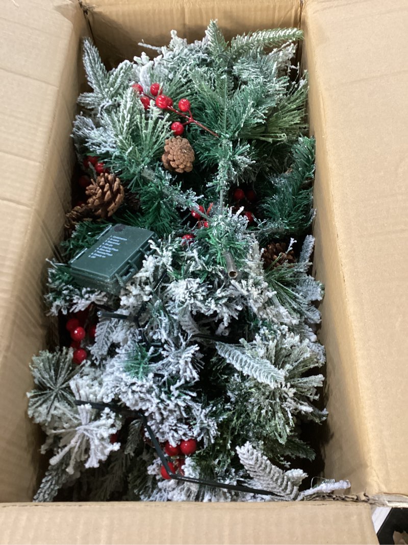 Condition photo showing New/Like New for Tigeen 2 Pcs 22 Inch Timer Prelit Christmas Urn Filler, Outdoor Planter Pots Filler Prelit Xmas Pine Trees with Cones and Red Berries 50 Warm White LED with 8 Light Modes for Yard Porch Decor(Classic)