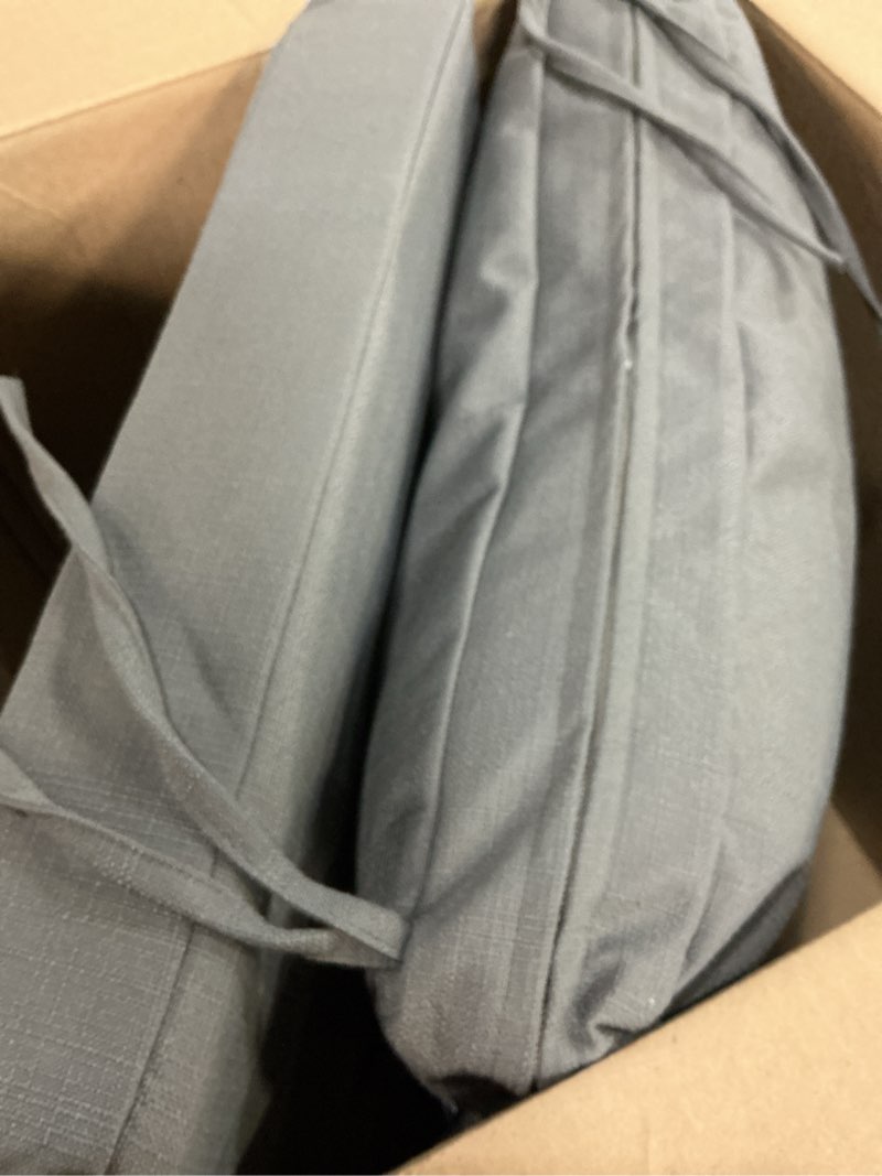 Condition photo showing Good Condition for miulee dark grey outdoor dining cushion 20x20 inch waterproof & 3 year color fastness deep seat and back cushion for patio furniture chair with ties dark grey 20 x 20 x3 inch