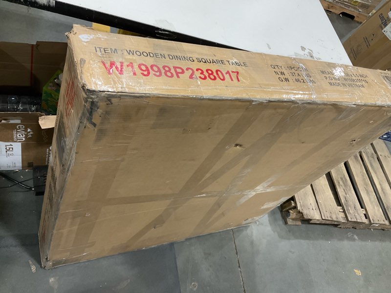 Condition photo showing As Is for Trygoal Dining Table Set for 4, Modern 5 Piece Dining Room Table Set with Square Table and 4 X-Shape