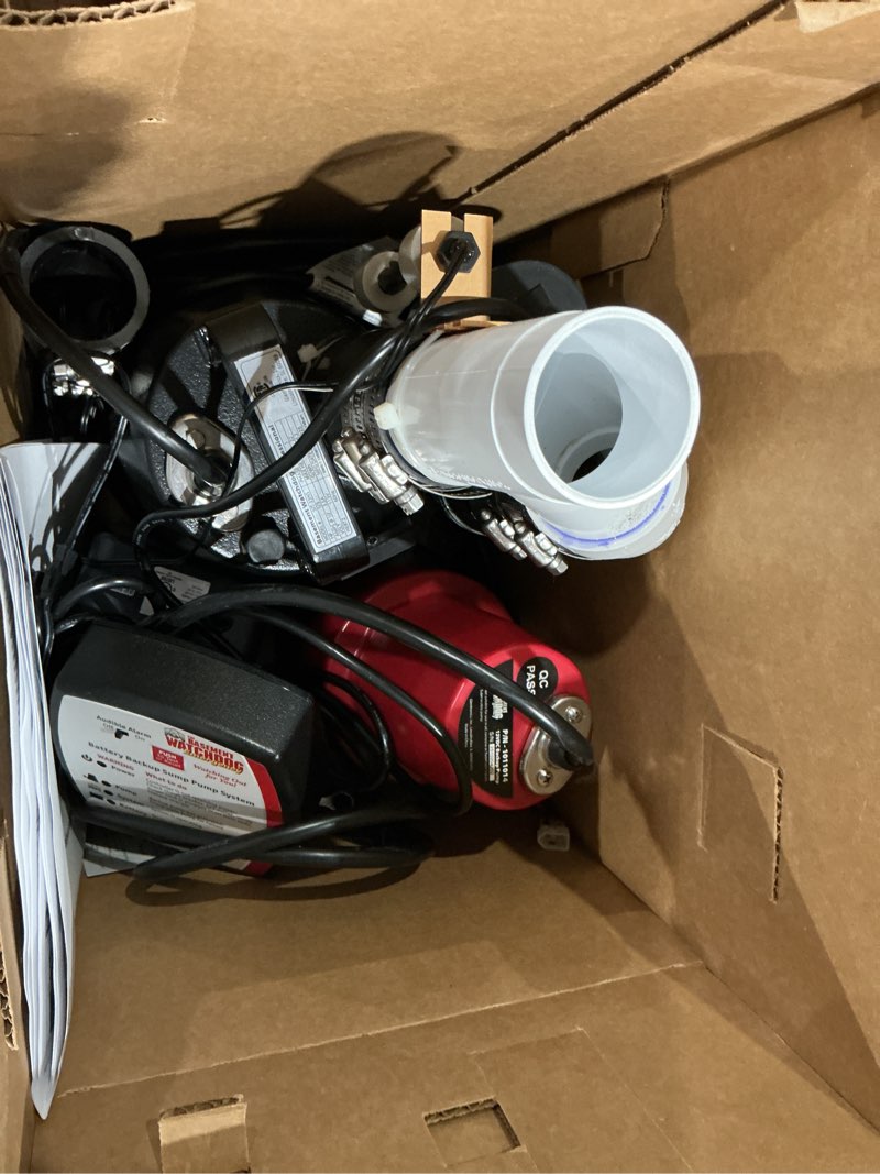 Condition photo showing As Is for basement watchdog 1/3-hp 115-volt 62-gpm cast iron submersible sump pump