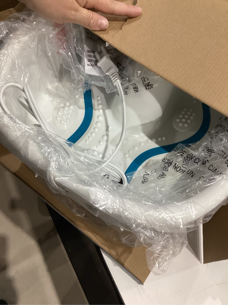 Condition photo showing Good Condition for homedics bubble mate foot spa, toe touch controlled foot bath with invigorating bubbles and splash proof, raised massage nodes and removable pumice stone