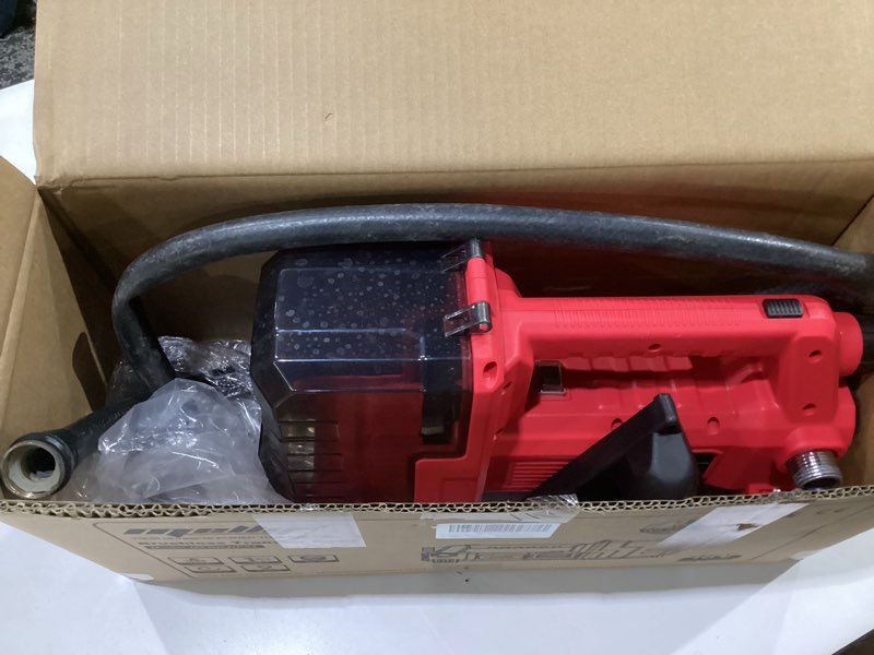 Condition photo showing As Is for brushless water transfer pump compatible with milwaukee 18v battery (tool only), 1/4hp 540gph cordless self priming utility pump for pool draining, pond, watering, garden, tank red, not tested