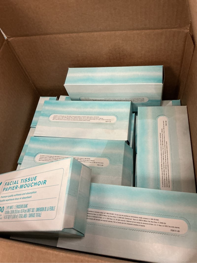 Condition photo showing New/Like New for highmark® 2-ply facial tissue, flat box, white, 100 tissues per box,