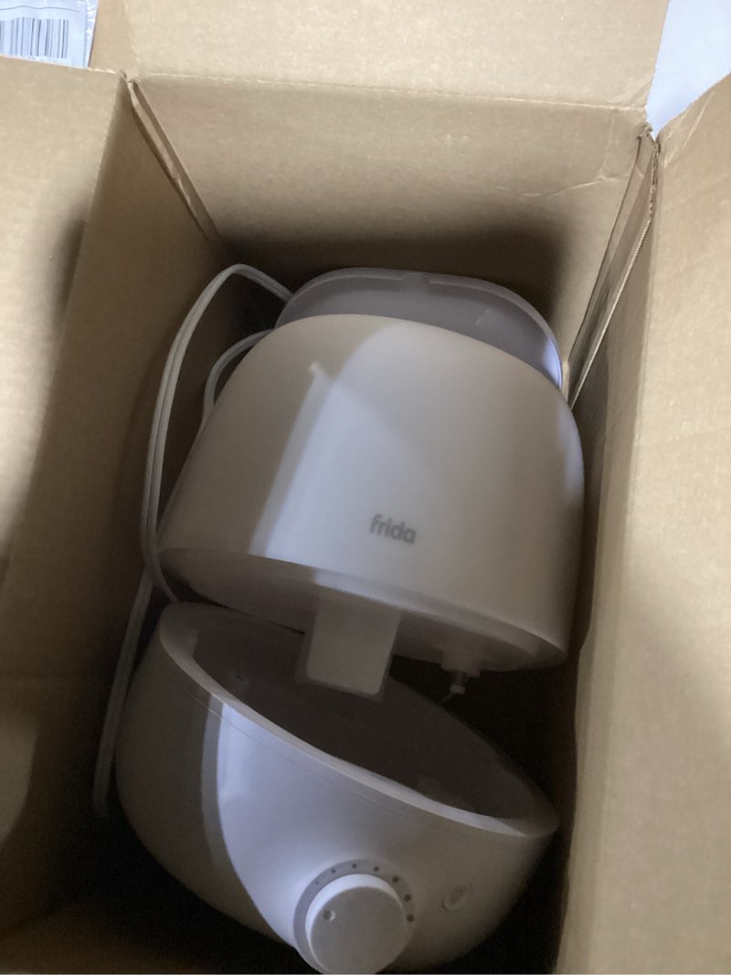 Condition photo showing New/Like New for Frida Baby 3-in-1 Cool Mist Humidifier for Large Rooms, Top Fill Humidifier for Bedroom, Allergy Relief, 60 Hour Runtime + Nightlight, Auto Shut-Off, Quiet, Carry Handle, Essential Oil Diffuser